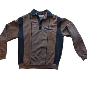 Men's Vintage Style Polo Sweater Brown & Black Medium Grandpacore 90s